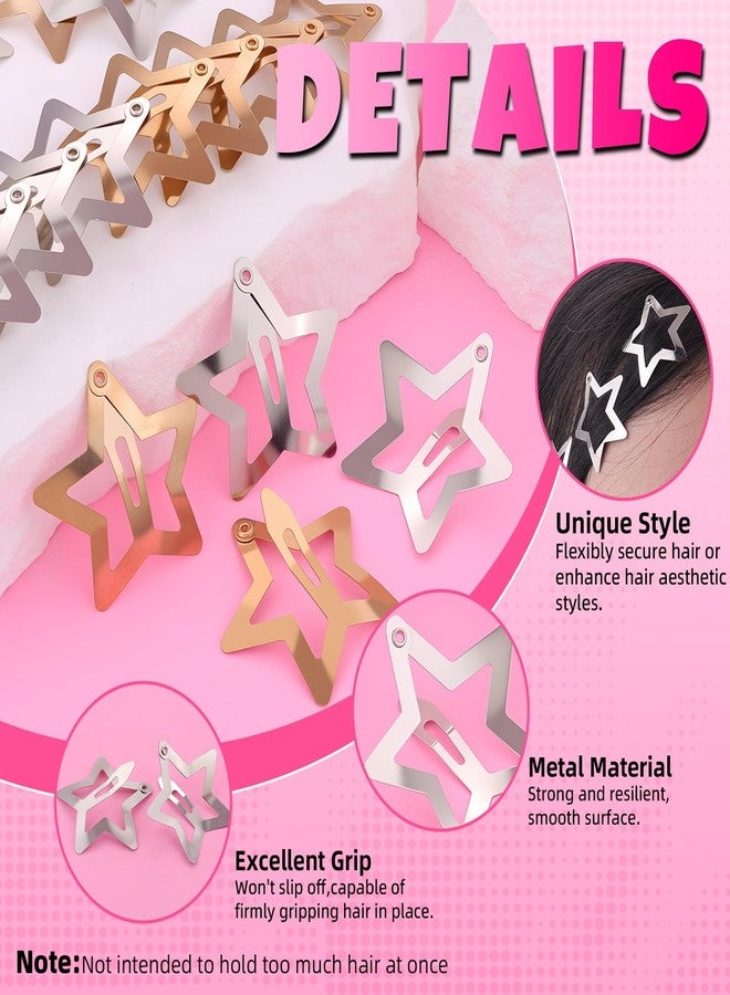 Tinkrstuff 50 PCS Gold Silver Star Hair Clips, 1.18 Inch Y2K Accessories Snap Hair Clips, Non-Slip Small Star Barrettes Metal Accessories for Girls Women, Mini Fashion Cool Ornament Set for Rave Decor - Image 4